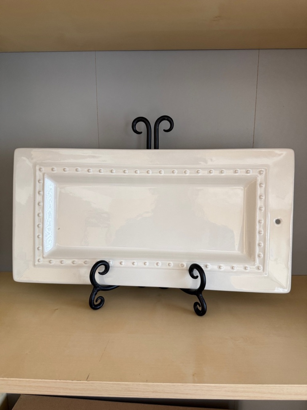 Nora Fleming RETIRED Y5 Pearl Dot Rectangular Stoneware Bread Tray
